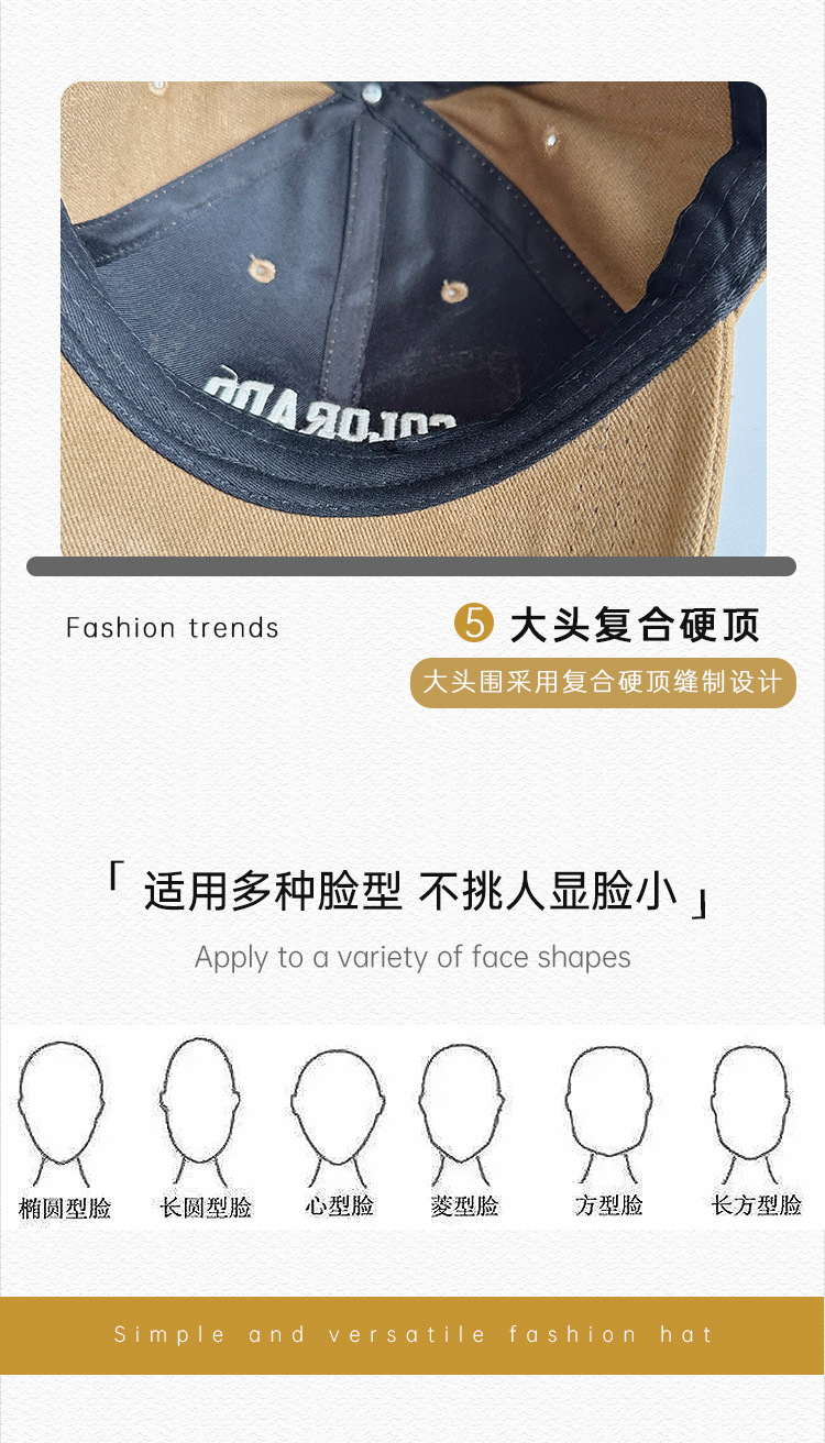 Autumn baseball caps for men to show off their faces, small Korean casual baseball caps for women, hard-top summer headscarves for sun protection and sun protection pic 4