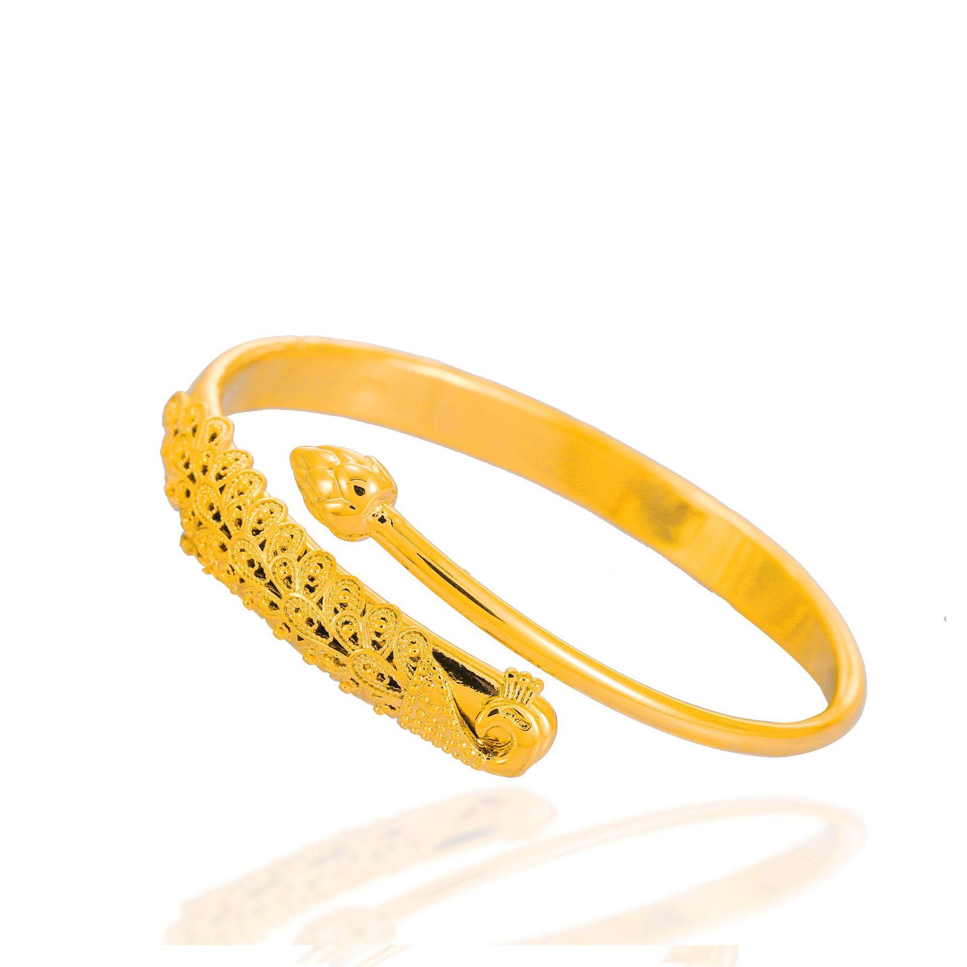Ethnic style lotus peacock open bracelet, brass gold-plated jewelry, multiple sand gold creative street stall wholesale pic 8