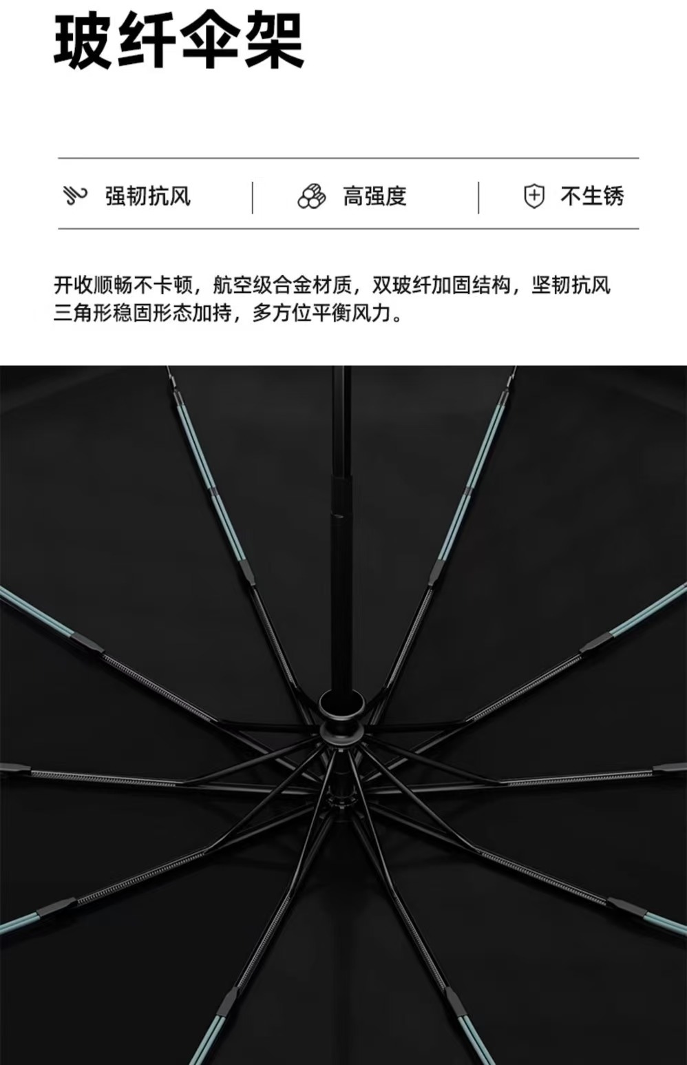 全自动晴雨伞20骨稳固抗风306渐变色折叠晴雨伞防晒遮雨两用伞详情13