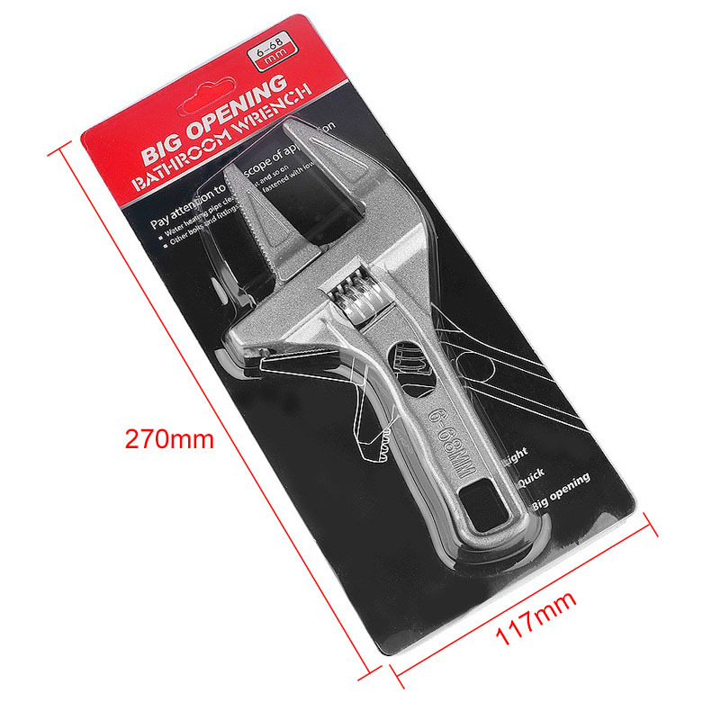 Bathroom wrench tool, multi-functional short-handle large-opening maintenance board, drain pipe, air conditioner adjustable wrench pic 3