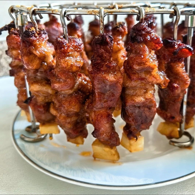 烤串烤签烤针架304不锈钢空气炸锅烤架圆形立式24串吊挂烤箱详情7