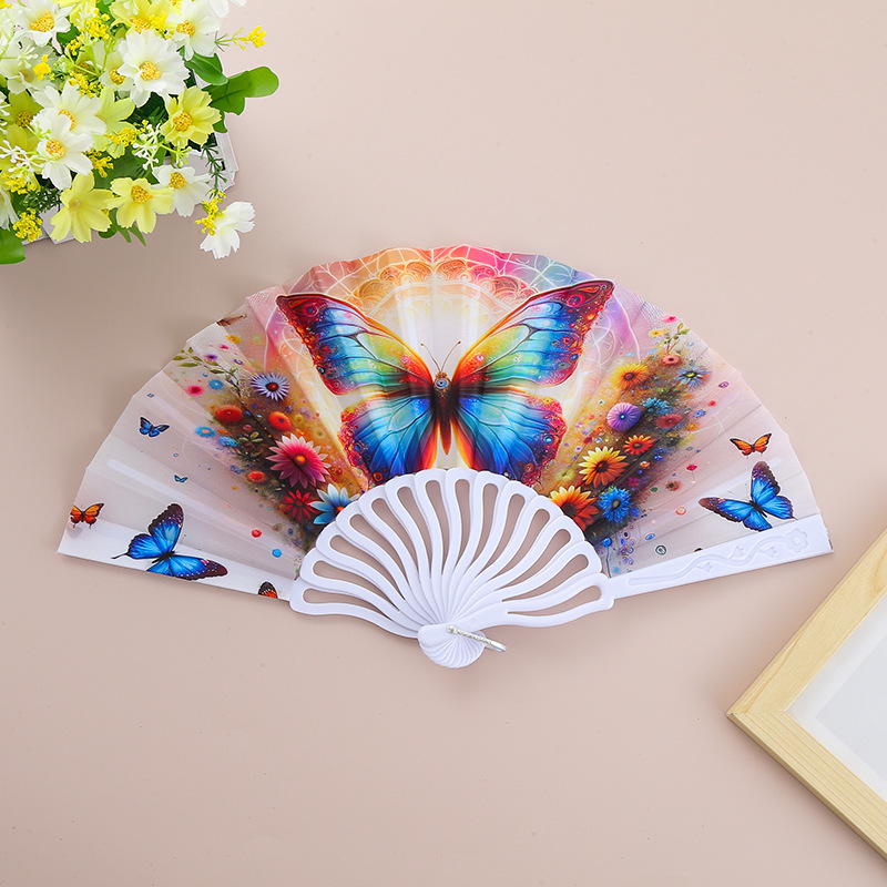 A classic Lolita lace folding fan cheongsam fashion show photo with the same style as Douyin. A dark-themed retro fan. A lady holding a fan pic 8