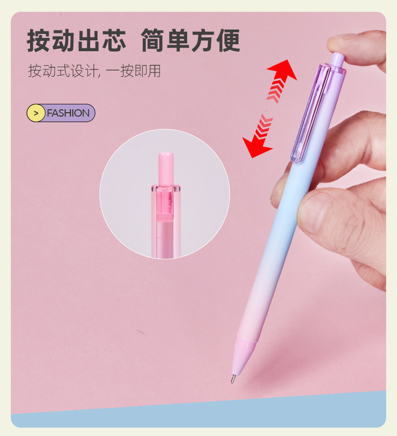 Wholesale in stock: Smooth oil pen with a jumping 598EMINI head, gradient color heat transfer oil pen pic 9