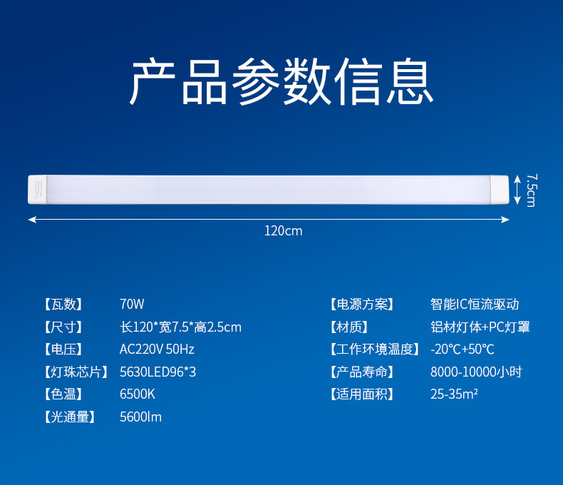 爱迪普森 LH-LED-F20 led灯管长条一体化支架灯T8三防灯净化灯详情7