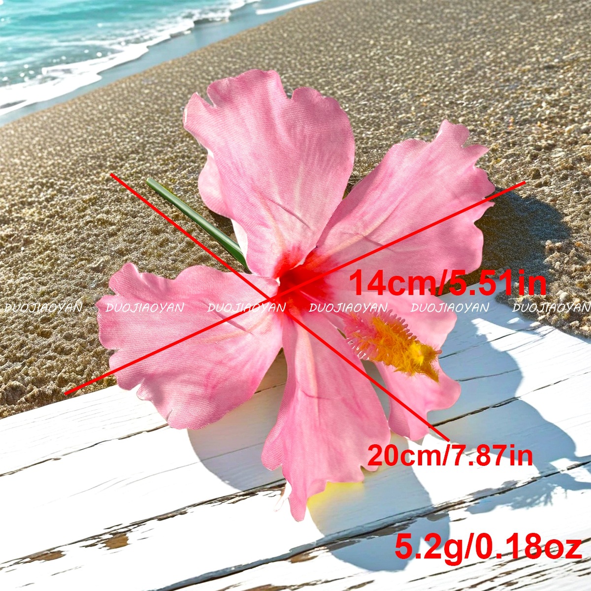 跨境夏威夷扶桑花插花发饰可扭花径DIY花朵头饰海边度假拍照头花详情1