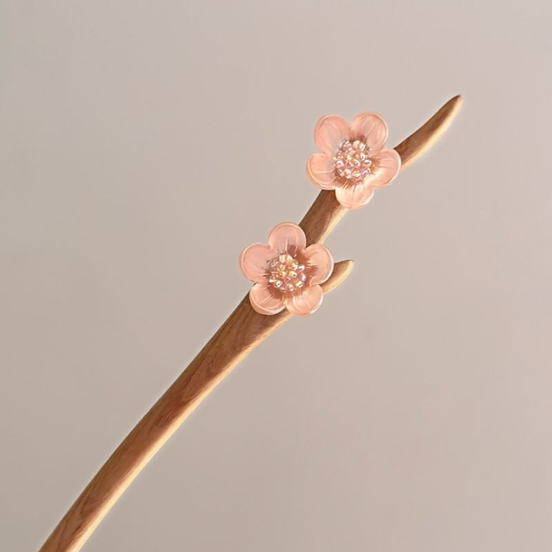 The charm of Chinese style! Chinese-style peach wood flower hairpin! New Chinese-style high-end updo hairpin and elegant hair accessory pic 18