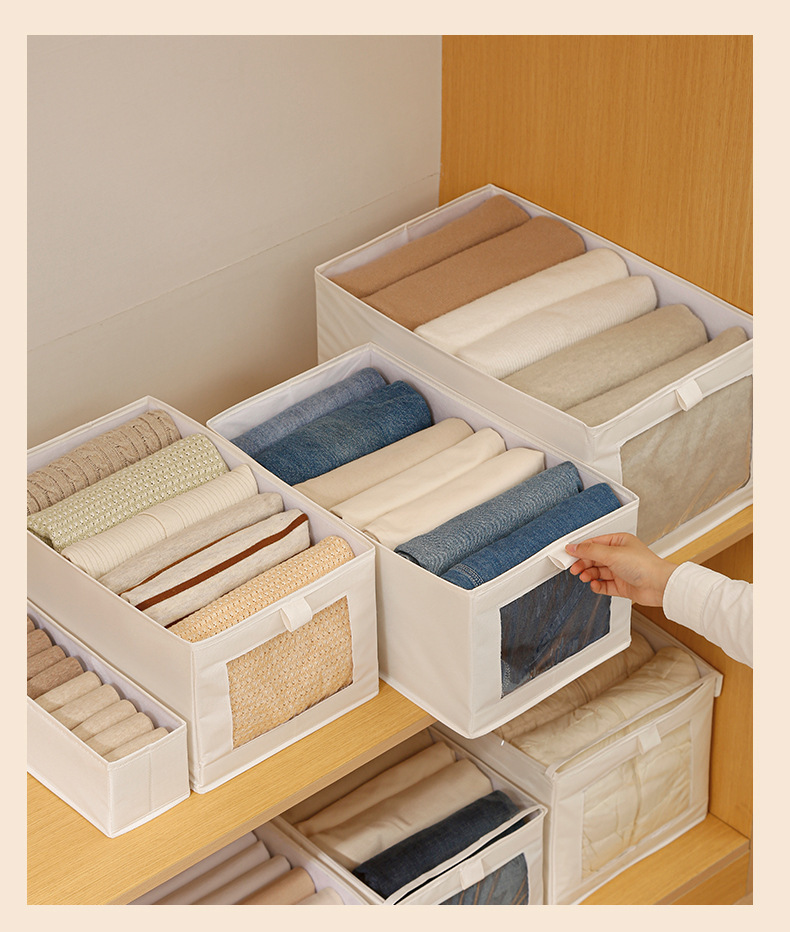 Caja de almacenamiento de ropa armario casero ropa de tela pantalones caja organizadora plegable con tapa caja de almacenamiento a prueba de polvo pic 12