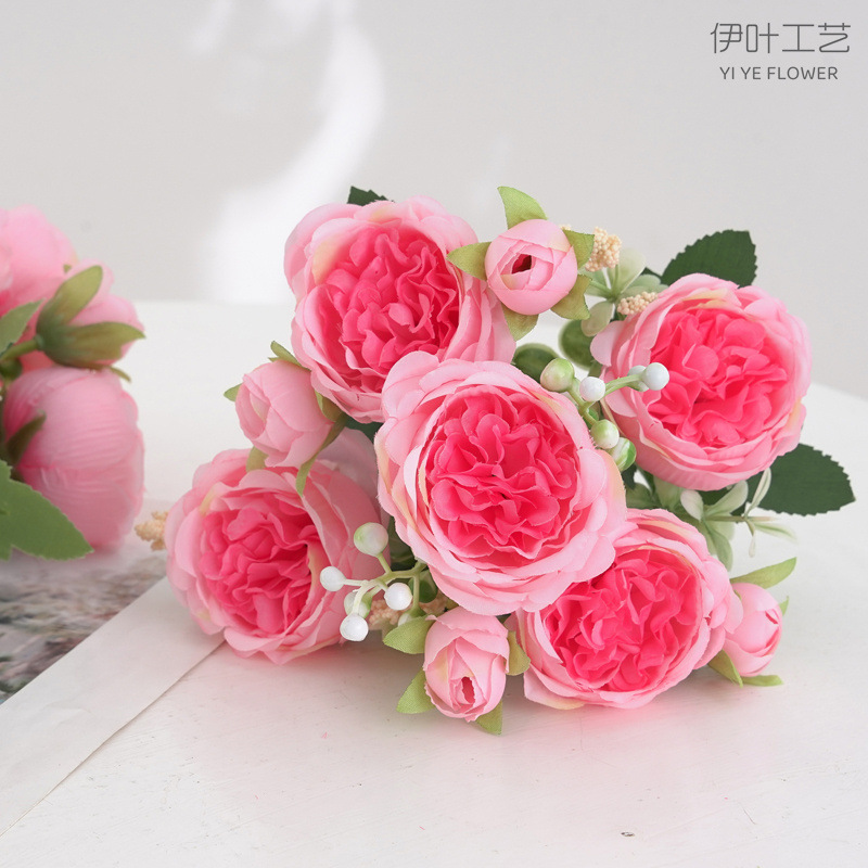 9色 仿真花春色牡丹 芍药玫瑰花家居摆件婚庆手捧花路引桌面装饰详情4