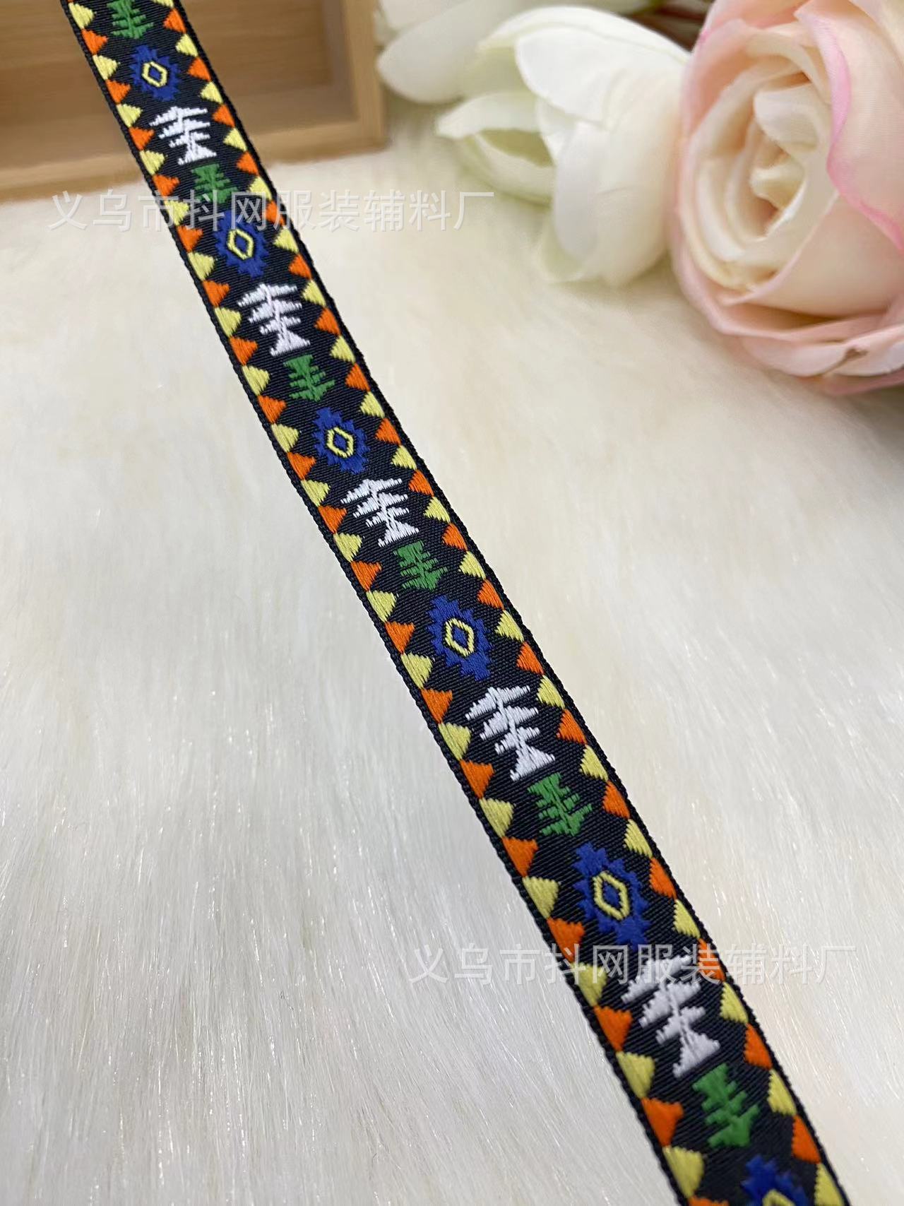 1.8- 2.1cm Ethnic-style jacquard embroidery webbing, hair accessories, headwear, performance costume accessories, gift box packaging tape pic 4