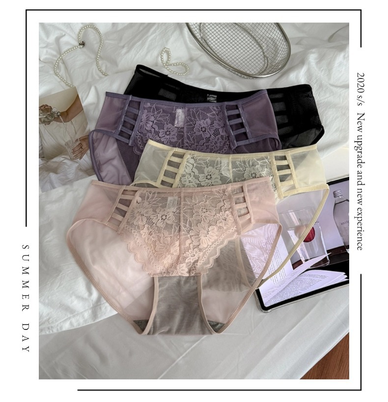 Best-selling high-end, sexy, high-waisted, antibacterial and seamless lace underwear for girls, pure and alluring triangle pants for women pic 12