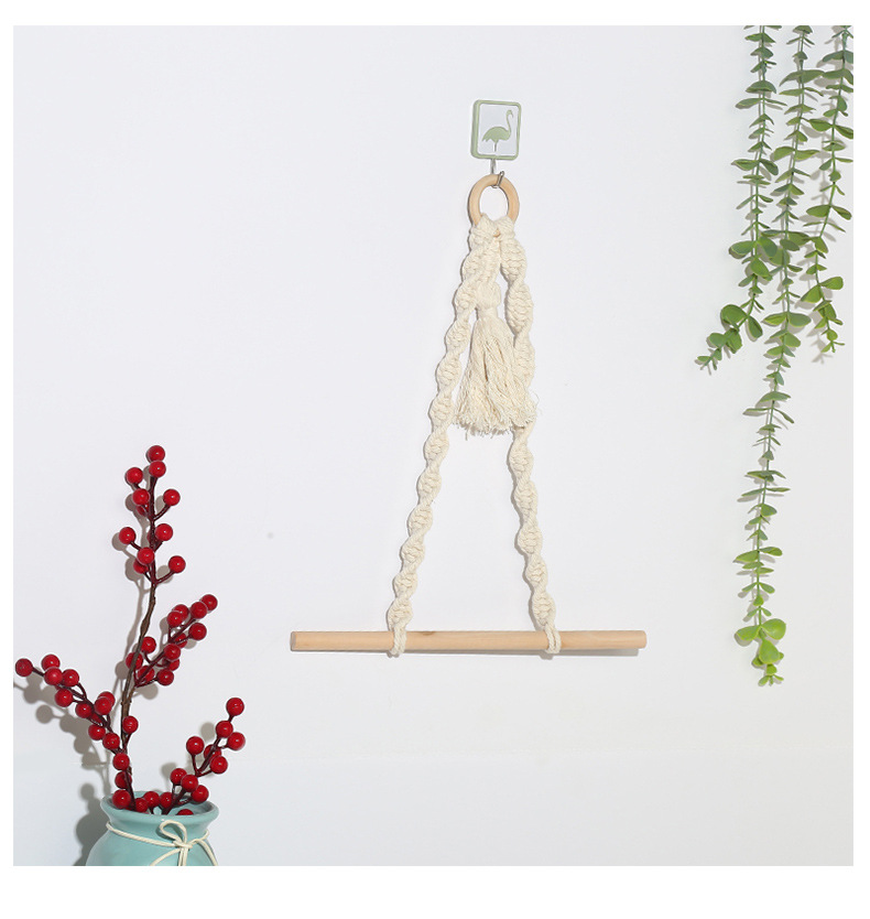 波西米亚手工编织挂毯北欧棉线壁挂墙饰居家卷纸毛巾收纳架装饰详情6