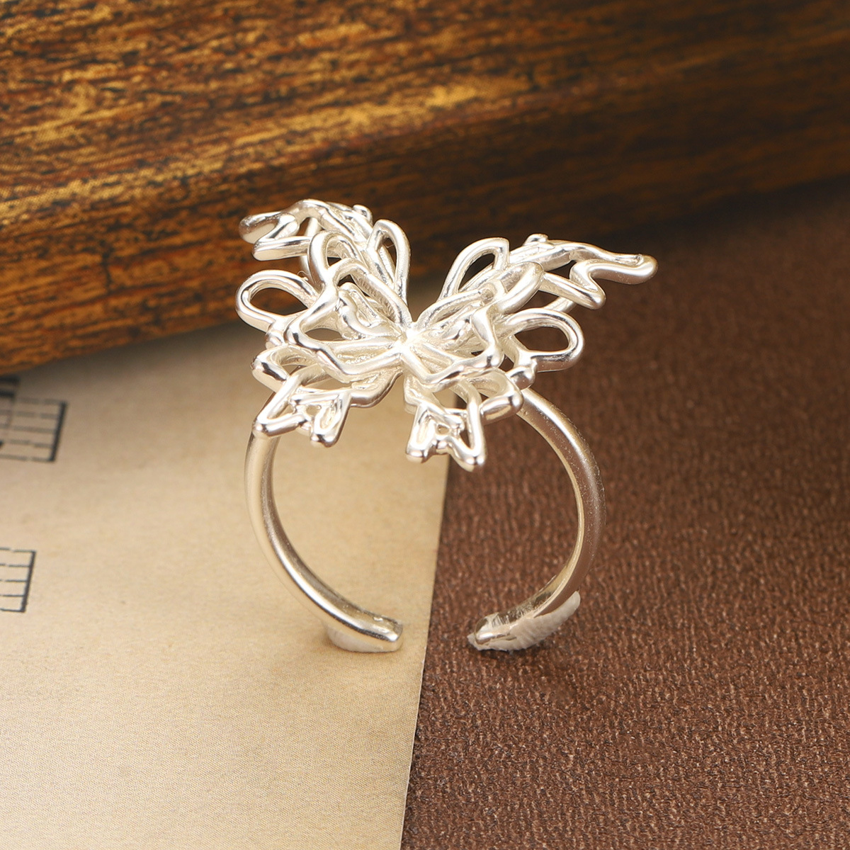 百搭简约蝴蝶戒指镂空个性小众高级时尚开口戒可调节设计感饰品女详情20