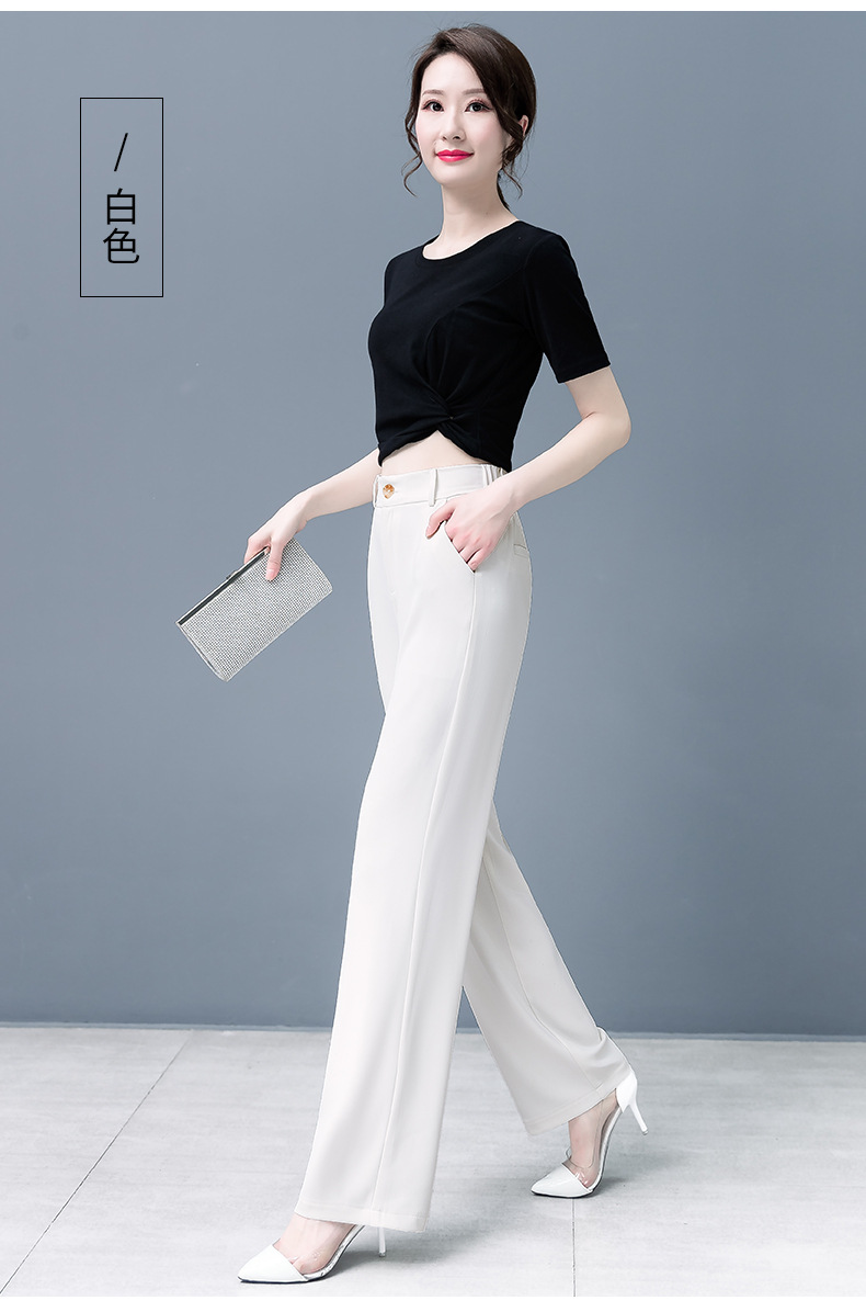 高腰垂感阔腿女裤夏季薄款2024新款直筒裤宽松显瘦冰丝休闲裤包邮详情23