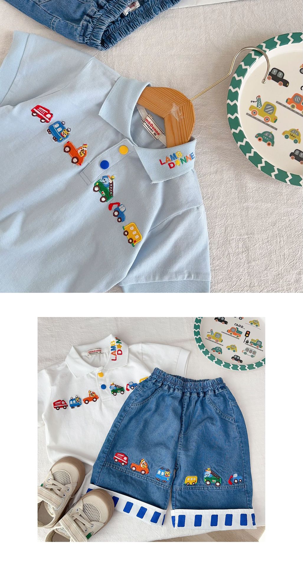 儿童t恤25秋款男童polo衫男童长袖t恤小汽车刺绣长袖打底外贸童装详情20