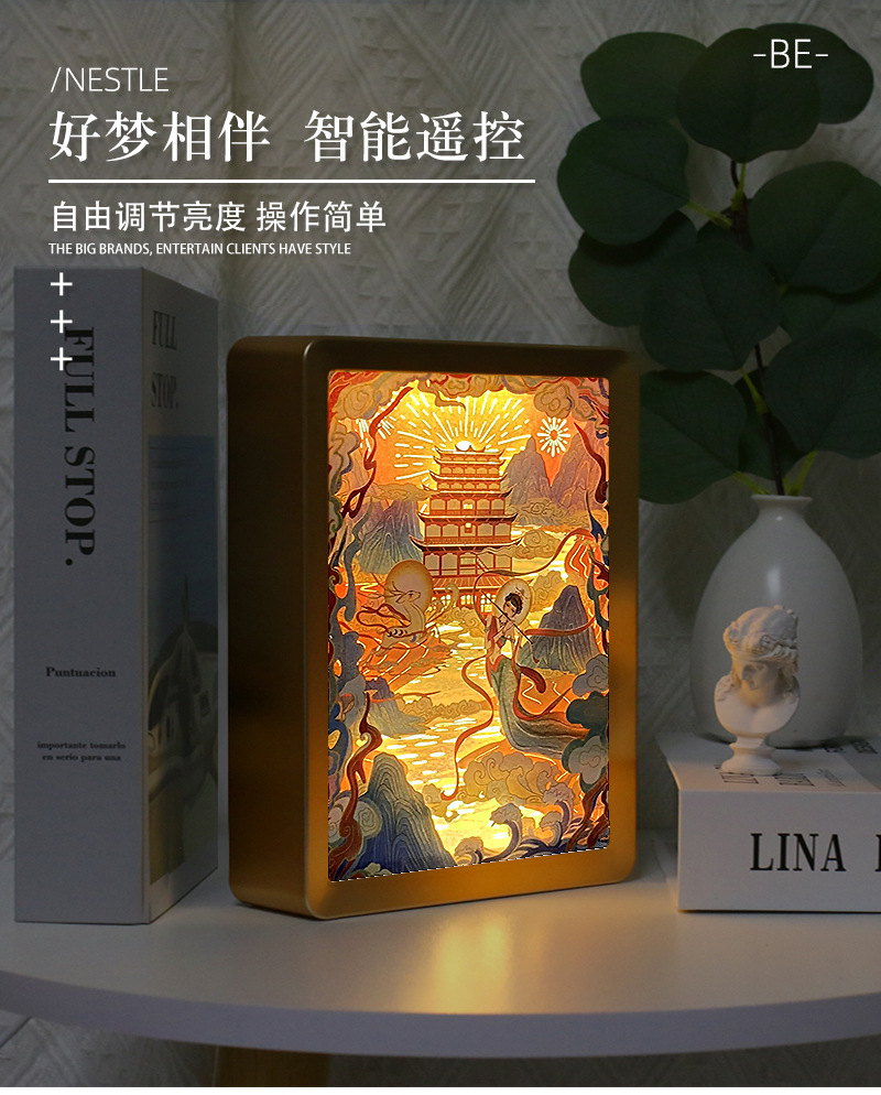 敦煌飞天创意3d纸雕灯景区国潮文创工艺纪念礼品床头摆件小夜灯国潮详情12