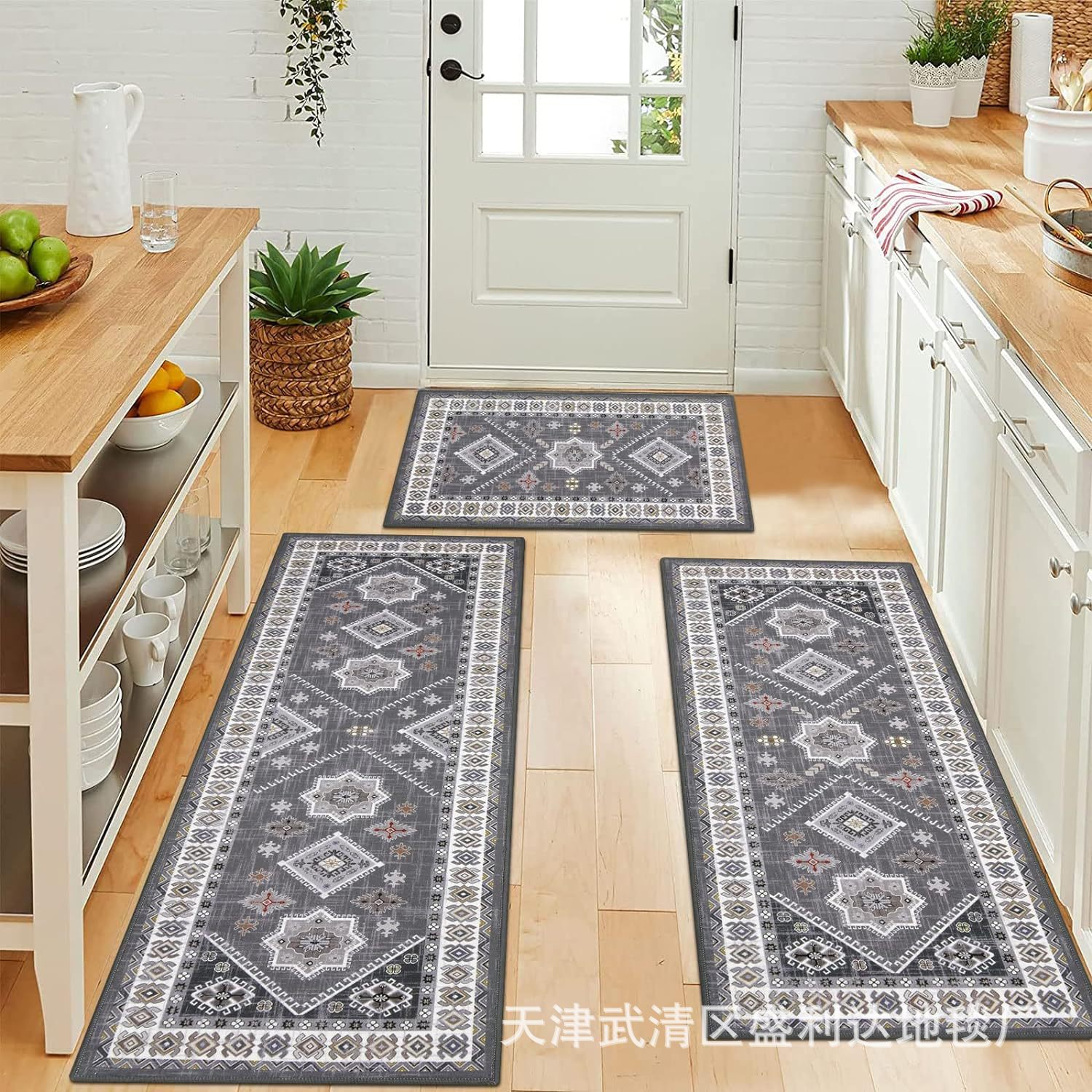 American retro Persian kitchen mat, oil-absorbing and anti-slip combination long strip floor mat, household entrance floor mat in stock pic 11