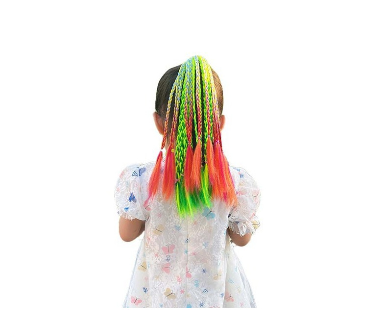 Colorful braids for children, hip-hop gradient short braids, hair bands, ponytails, dreadlocks, wigs, European and American Tibetan hair accessories pic 13