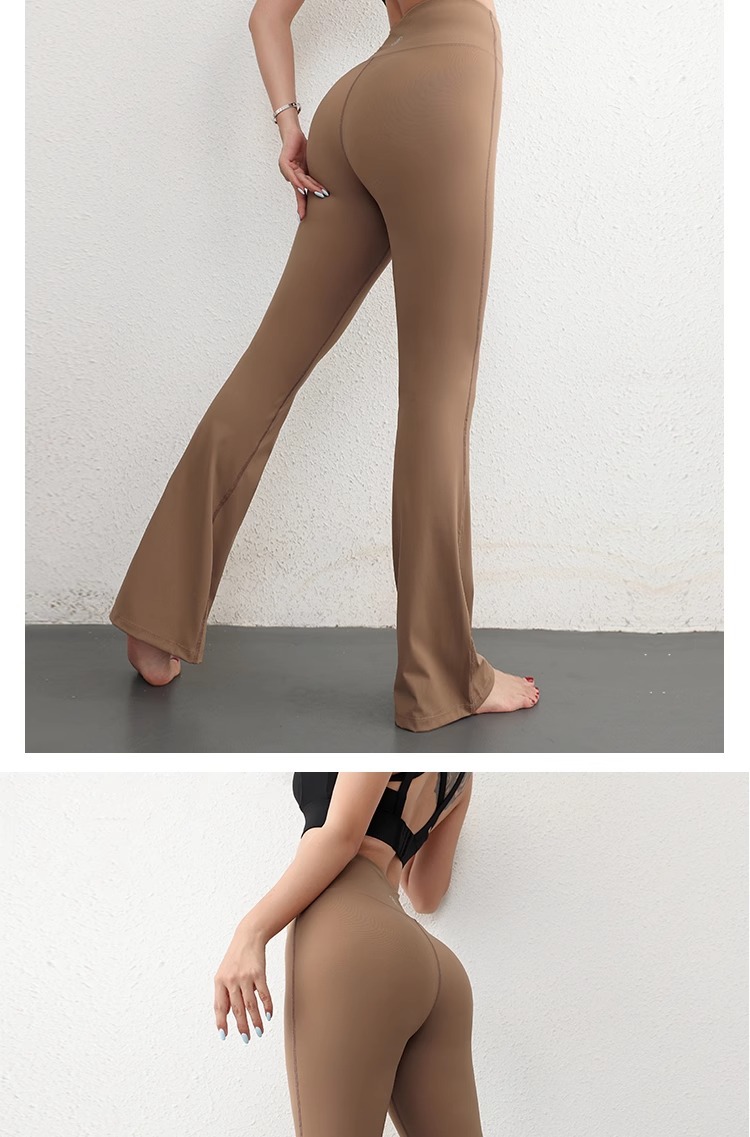 lulu foreign trade high-waisted, hip-lifting flared pants, seamless nude yoga fitness pants for women pic 12