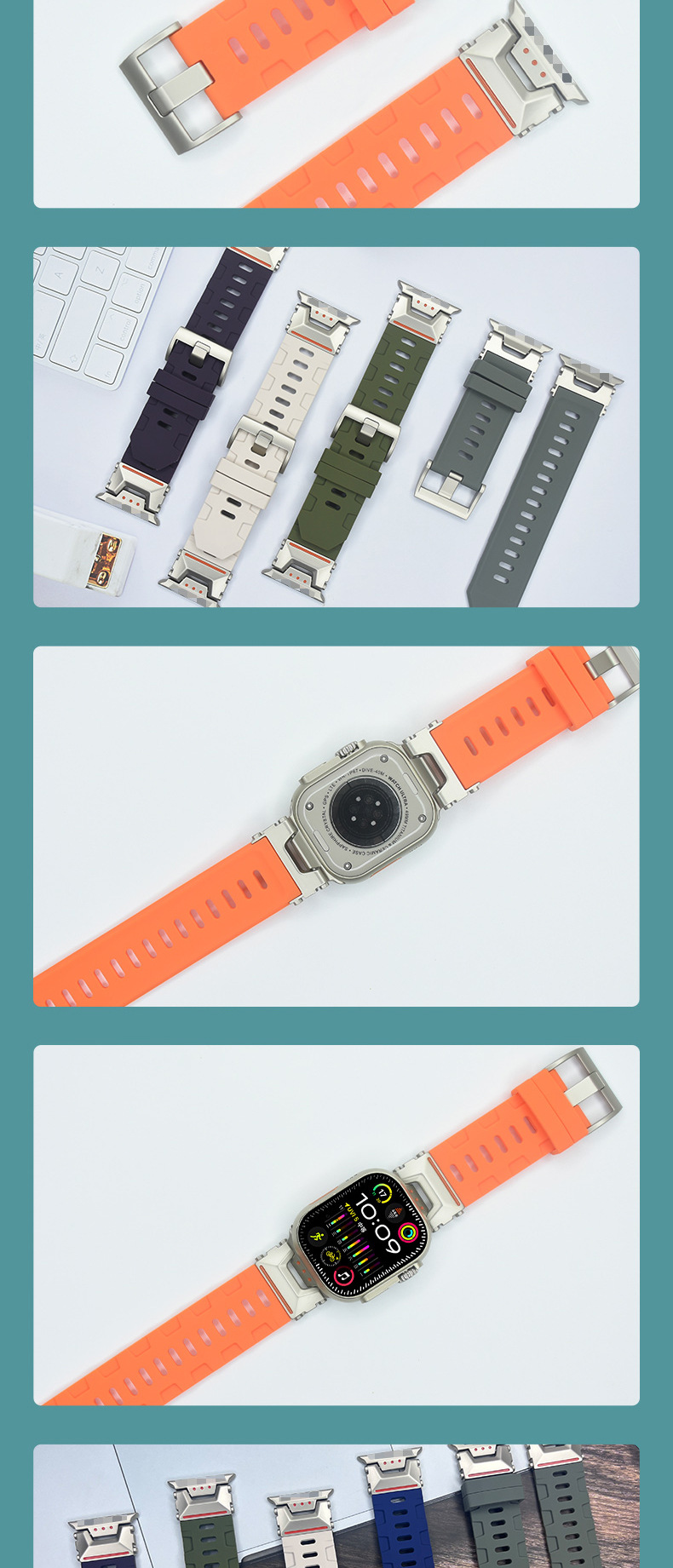 The mechanical Lewen Watch strap is suitable for Apple Watch Ultra 42-49mm silicone sports smartwatch strap pic 25