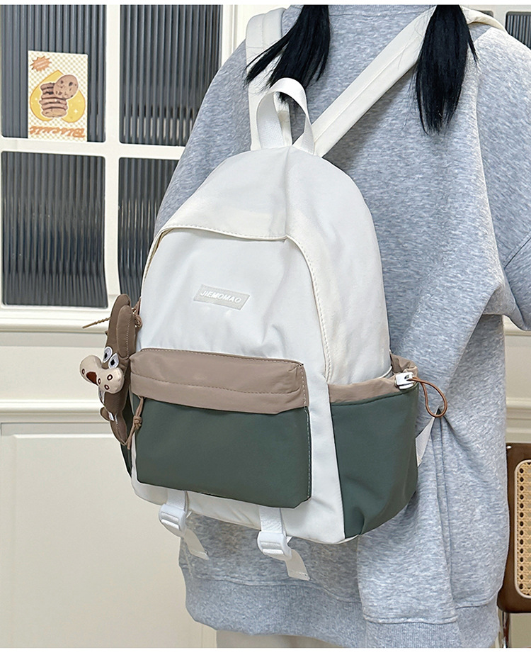 跨境新款学院风百搭双肩包初高中学生上课书包撞色洋气轻便双背包详情27