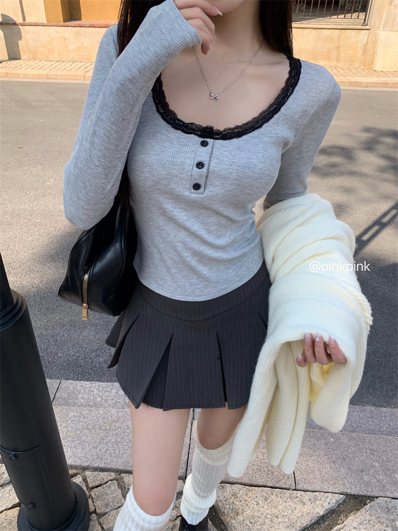 韩版磨毛加绒加厚方领锁骨打底衫女秋冬新款保暖修身内搭长袖上衣详情18