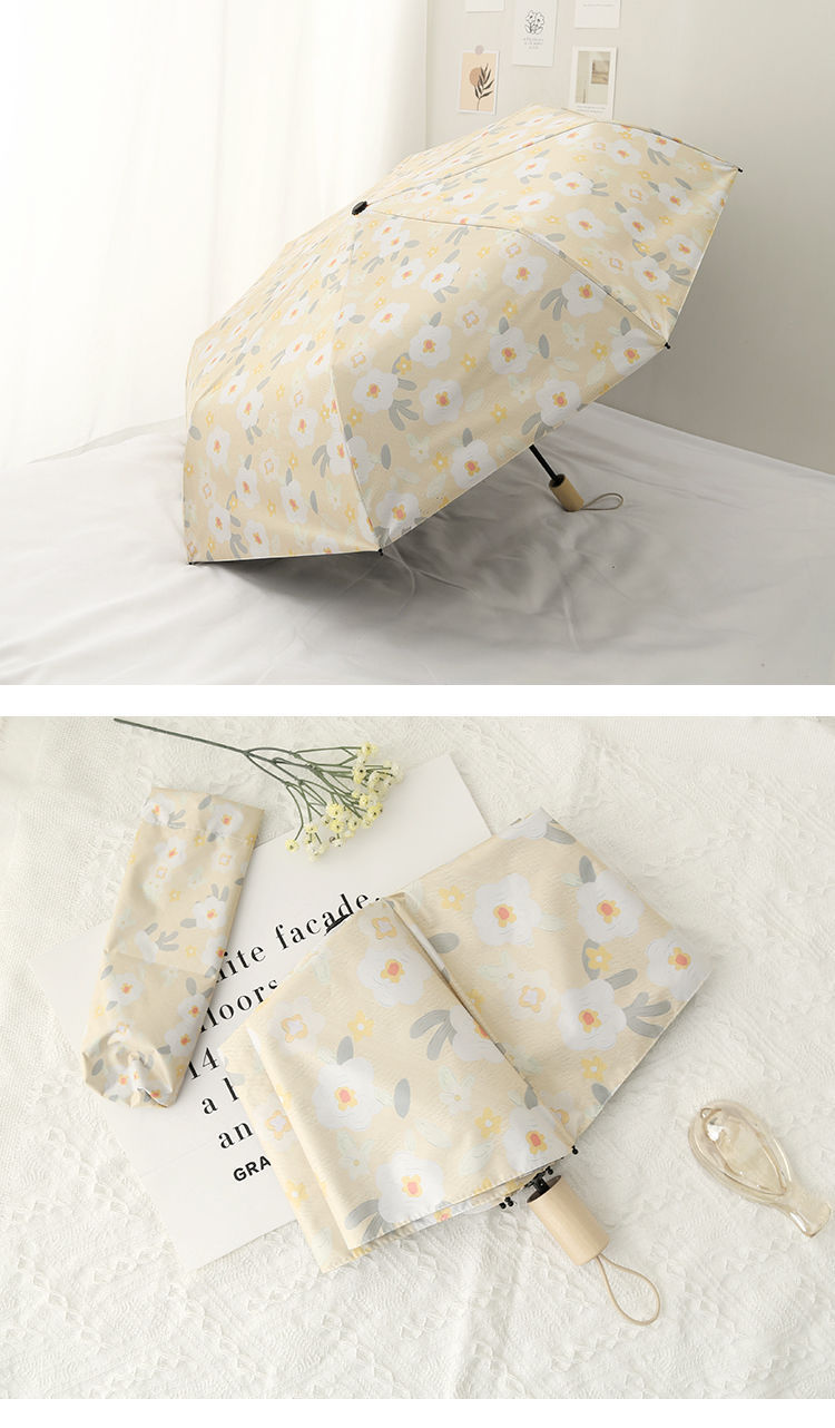新款山茶花折叠晴雨两用便携迷你防晒雨伞女感太阳伞遮阳伞详情17