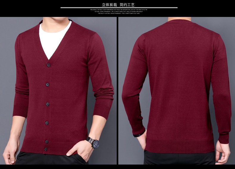 跨境外贸2024秋季新款针织开衫男薄款长袖纯色针织衫男士毛衣批发详情13