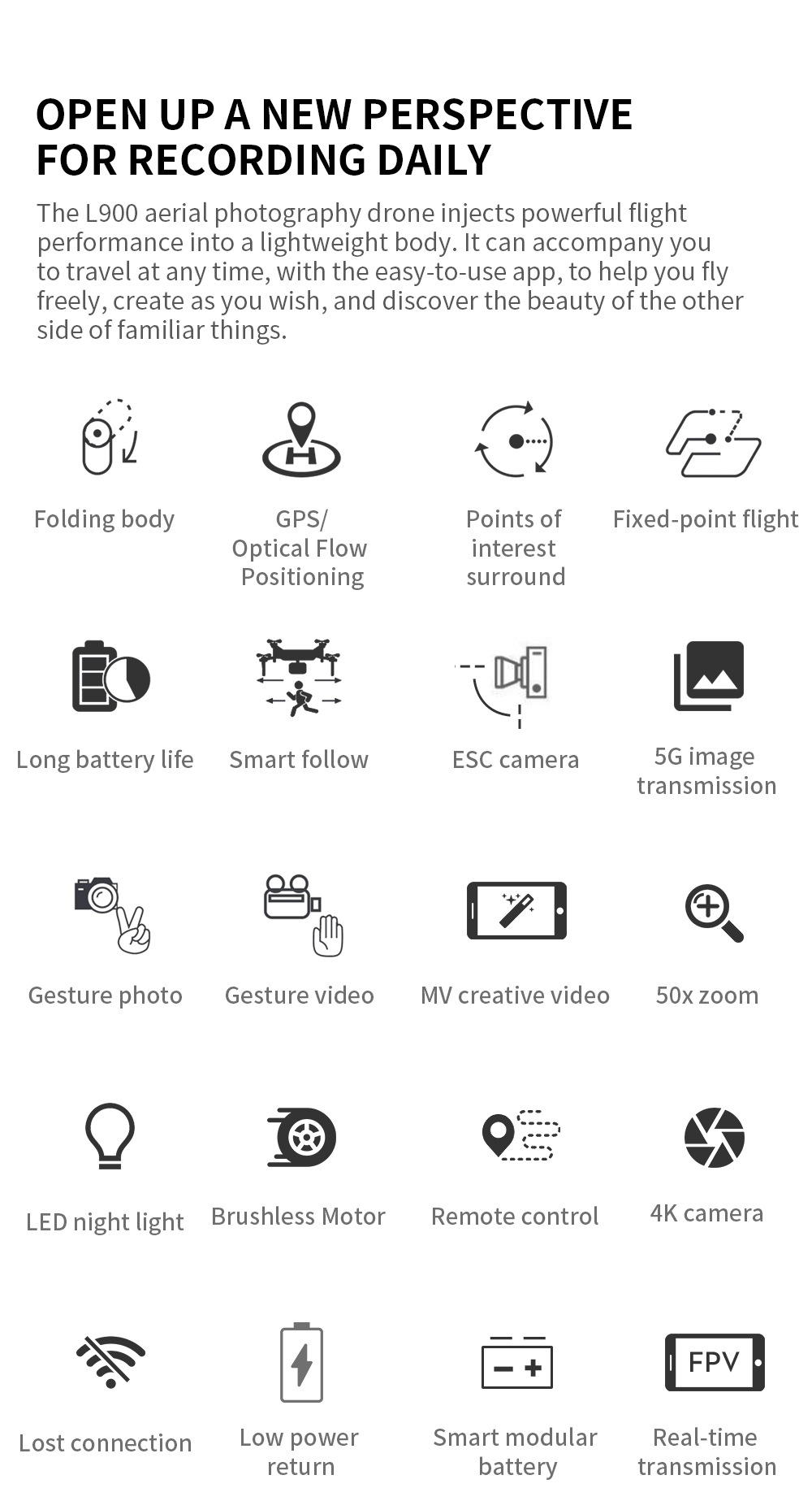 L900 PRO Cross-border brushless gps folding drone 4k high-definition aerial photography long-range quadcopter pic 43