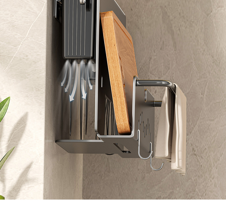 刀架置物架家用壁挂式多功能菜刀锅盖架筷子筒刀架一体刀具收纳架详情21