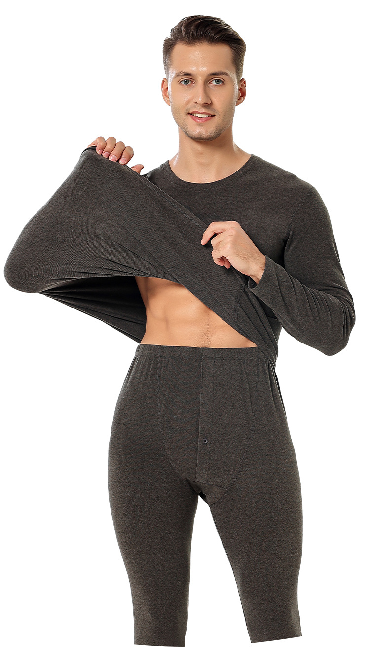 Double-sided Pearl Fleece seamless thermal underwear set for men, fleece close-fitting base layer high-quality underwear pic 12