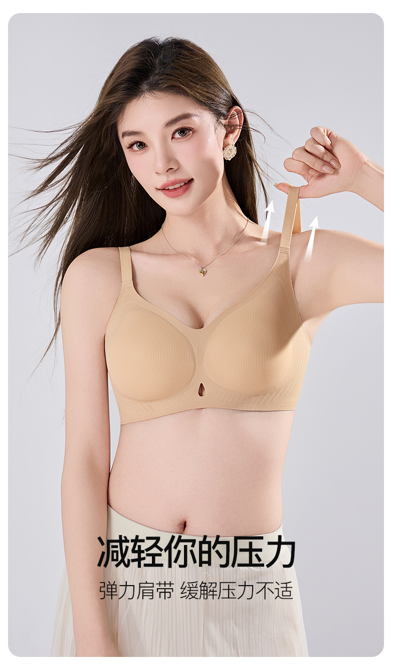 Yixingyao jelly strip lifting soft support underwear small chest upper support gathers seamlessly to tuck in the secondary breasts semi-fixed cup bra pic 14