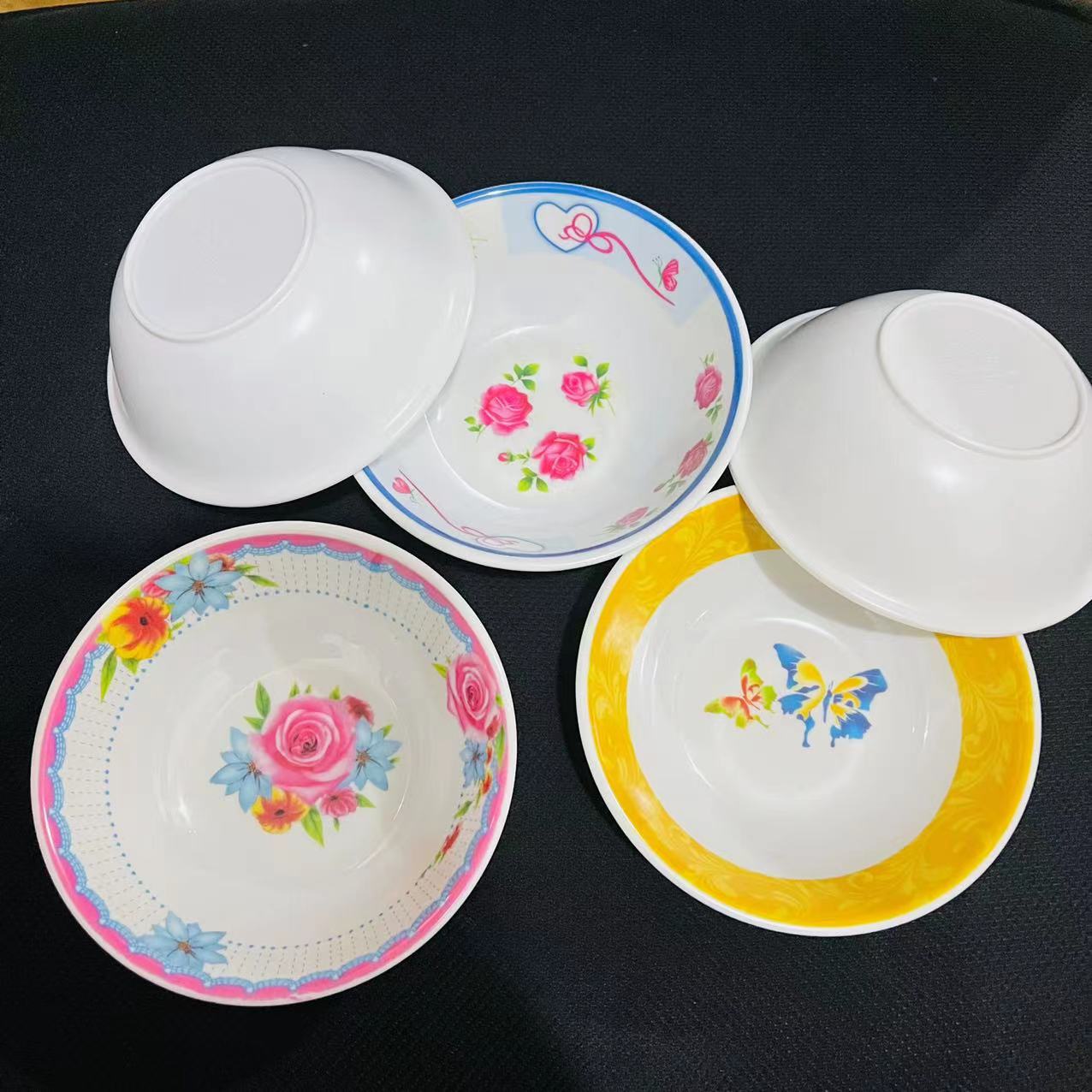 【 Zone 3-10 】9110 bowls, 12 per pack, 600 per box. 9110 one-yuan store tableware, melamine bowls, melamine bowls, white porcelain bowls with patterns, white rice bowls pic 3