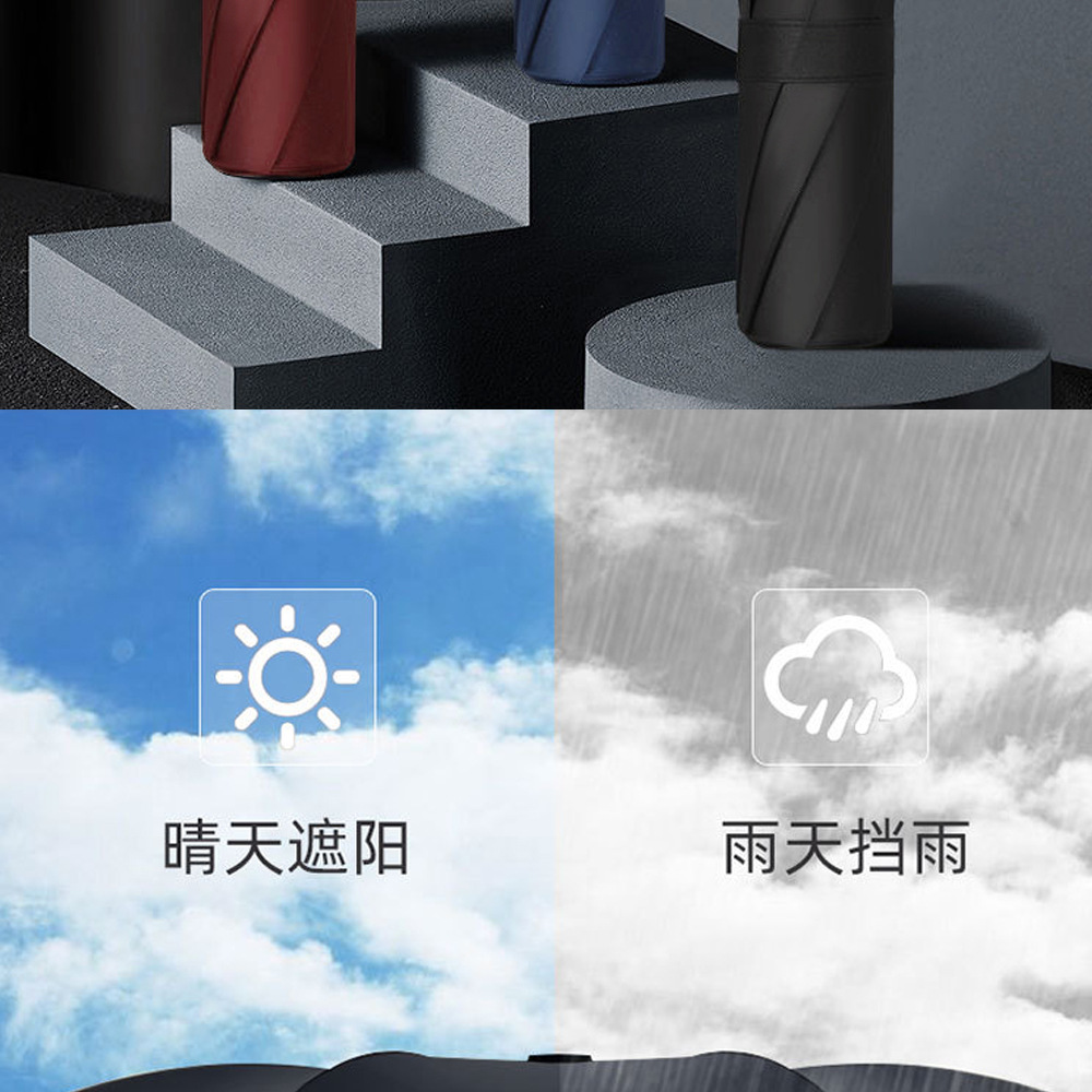 Xingbao Umbrella Industry RST three-fold Umbrella, fully automatic black rubber umbrella wholesale, printed logo advertising umbrella in stock pic 6