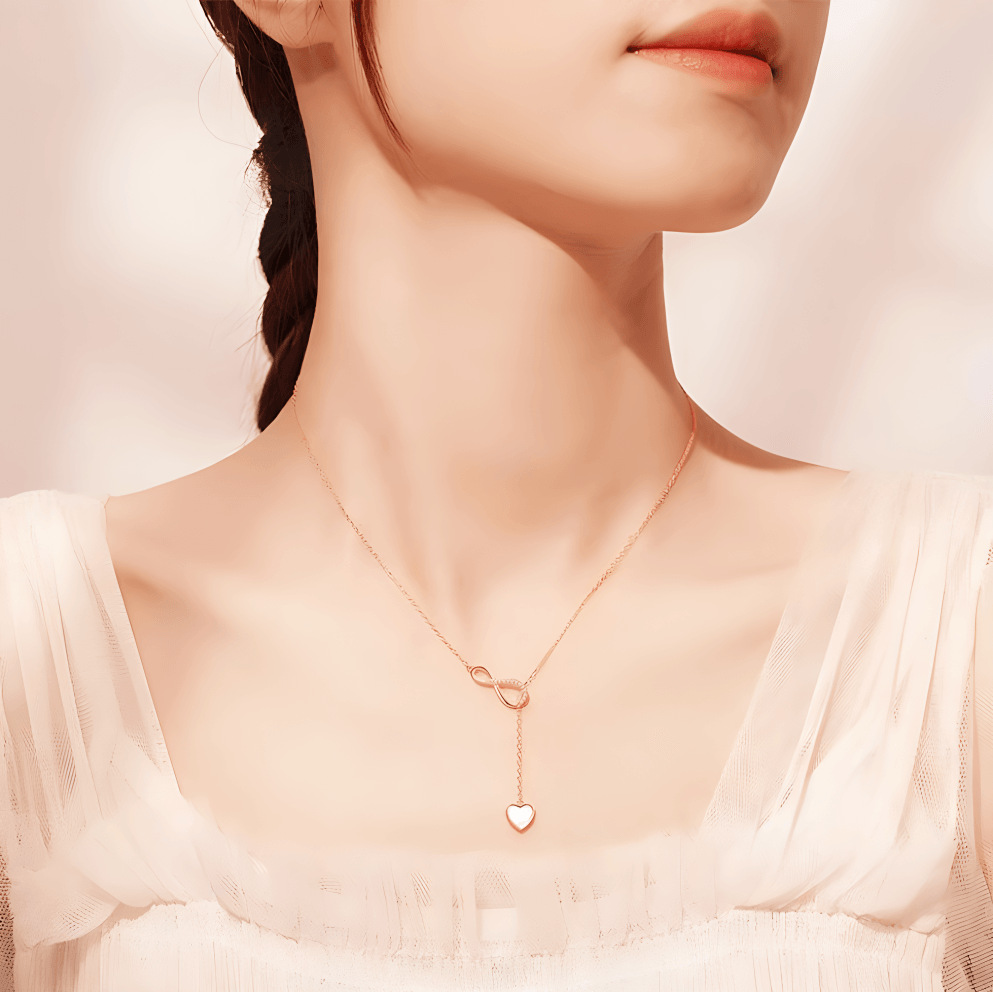 银贝心形纯银项链莫比乌斯爱心吊坠女小众设计双层百搭锁骨链颈链详情4