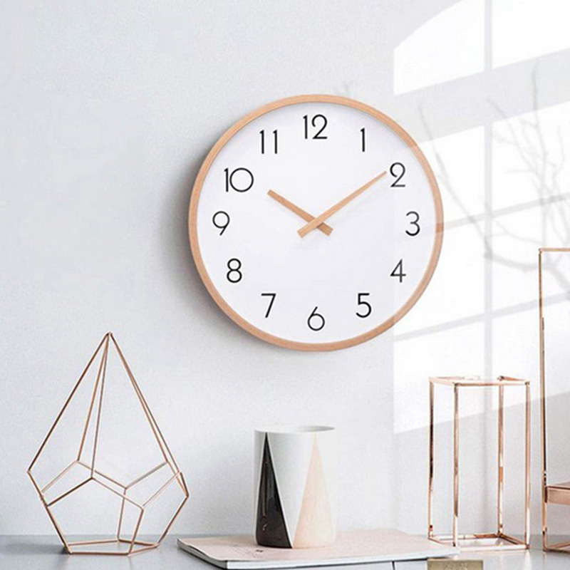 E-commerce cross-border bestseller solid wood silent scanning simple design artistic clock, Nordic wooden clock, wooden wall clock pic 1