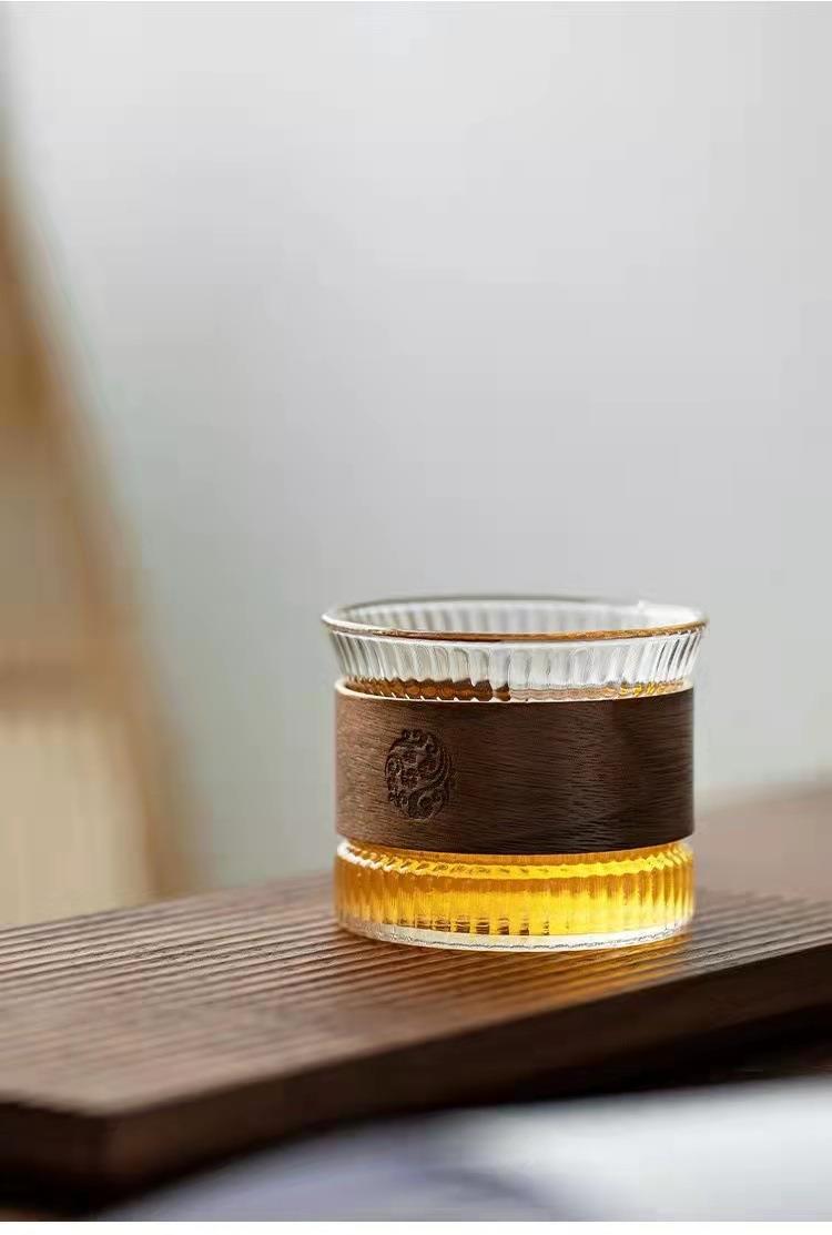 日式竖纹玻璃茶杯防烫隔热茶具泡茶公道杯茶器个人主人杯功夫茶详情16