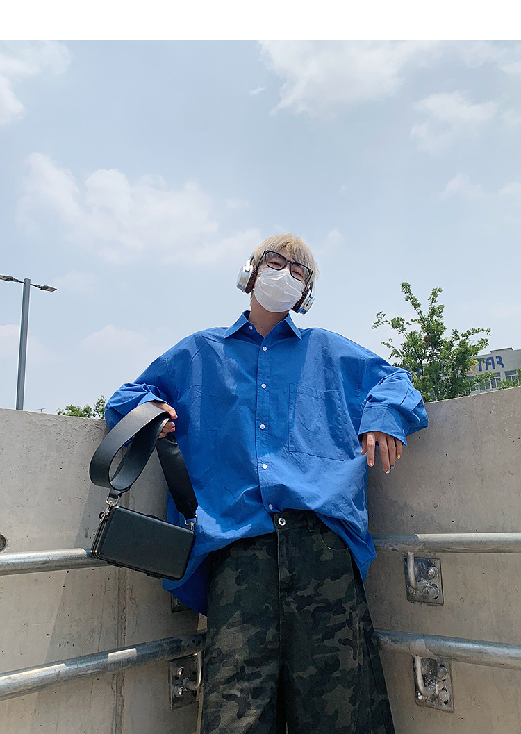 简恒薄款纯棉纯色衬衫男士长袖宽松防晒外套秋季痞帅日系休闲衬衣 pic 18