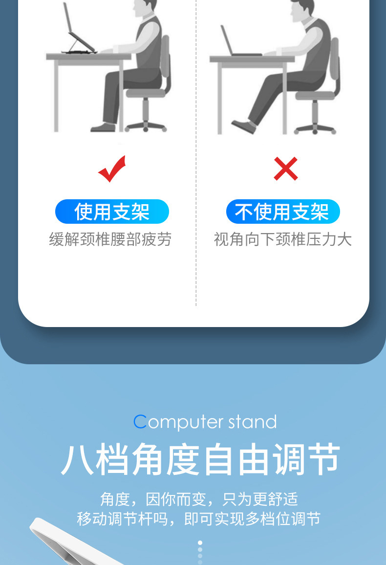 360度可旋转笔记本支架桌面适用平板ipad支撑架升降折叠便携懒人详情6