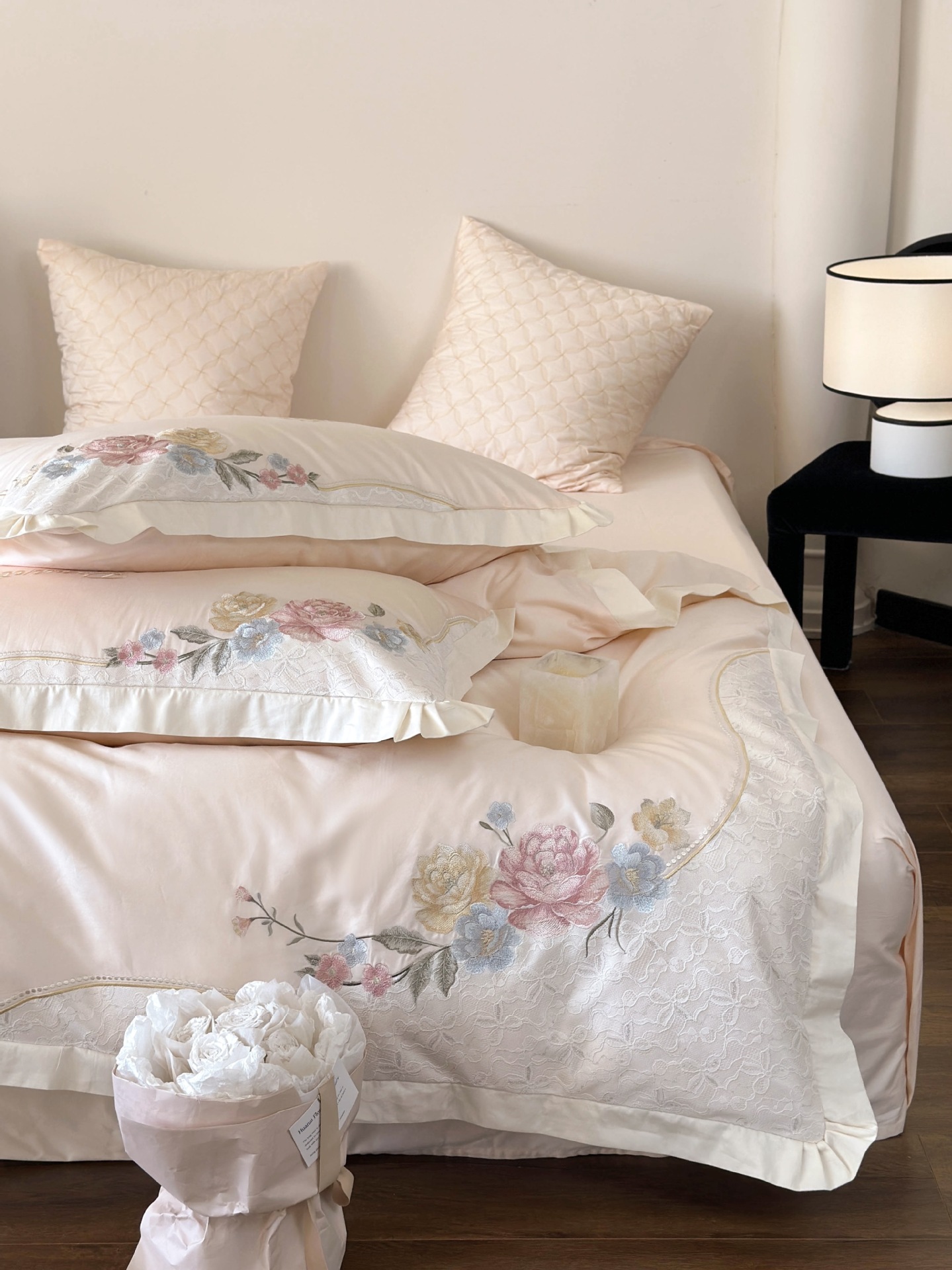 French country-style floral embroidery bedding, high-end feel, Australian cotton pure cotton long-staple cotton four-piece set pic 13