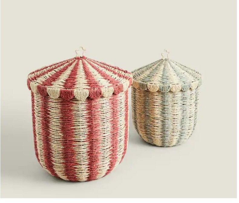 北欧风落地收纳筐藤编桌面编织篮子家用玩具零食杂物整理收纳箱详情18