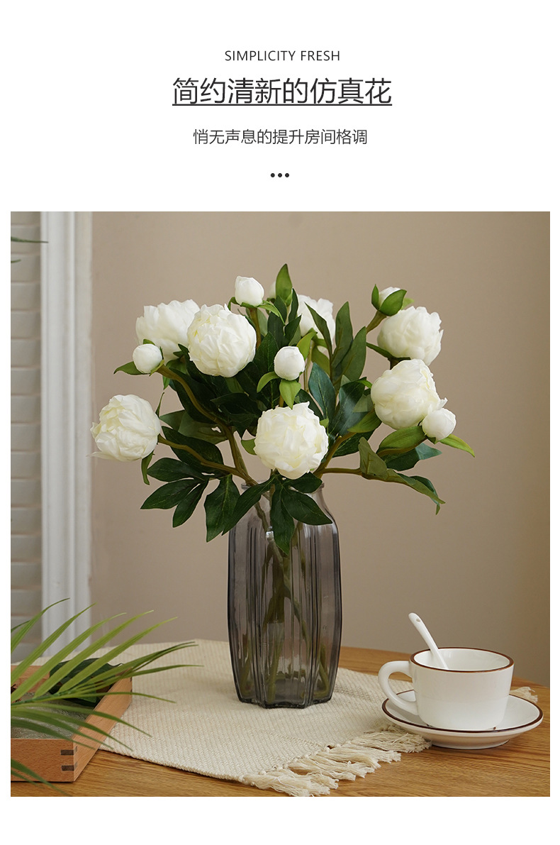 欧式迷你两头仿真牡丹花婚庆家居软装插花绢花芍药摆件办公文化园艺仿真植物详情15