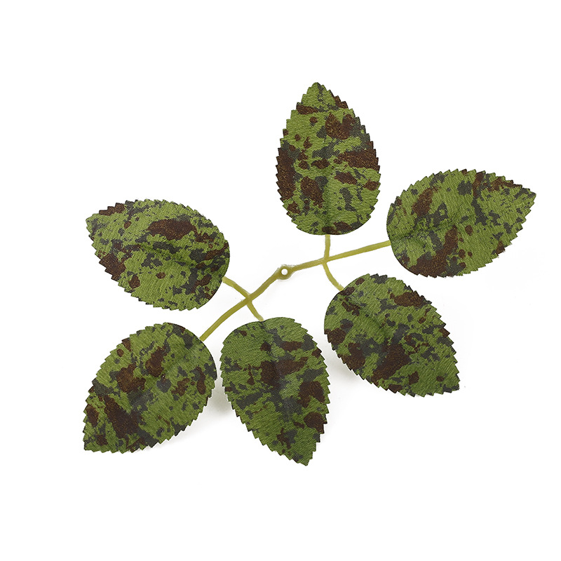 Factory wholesale imitation silk-screen printed 6-ear rose leaves, imitation green plant leaves, handcrafted eucalyptus leaf ornaments in stock pic 7
