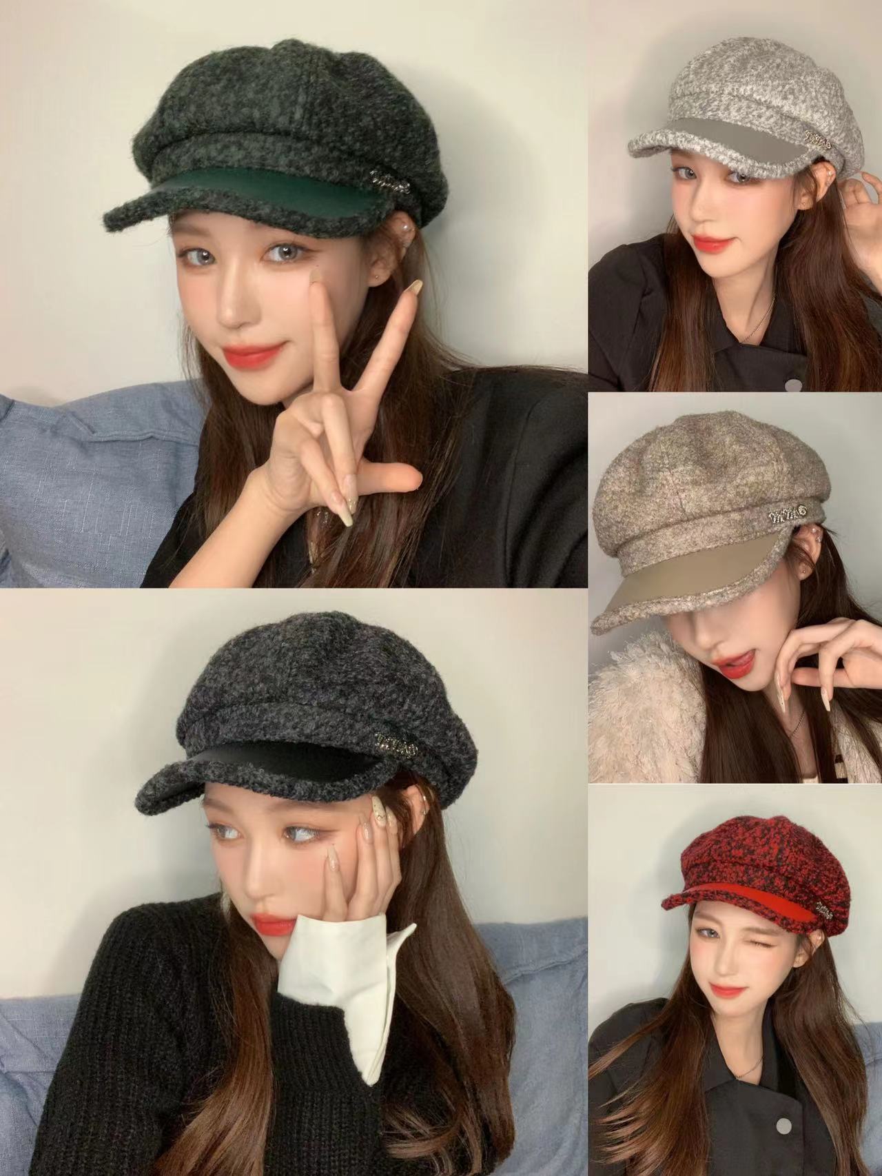 秋冬女款毛呢羊羔毛防风八角帽八角帽加厚多款圆顶纯色百搭休闲详情2