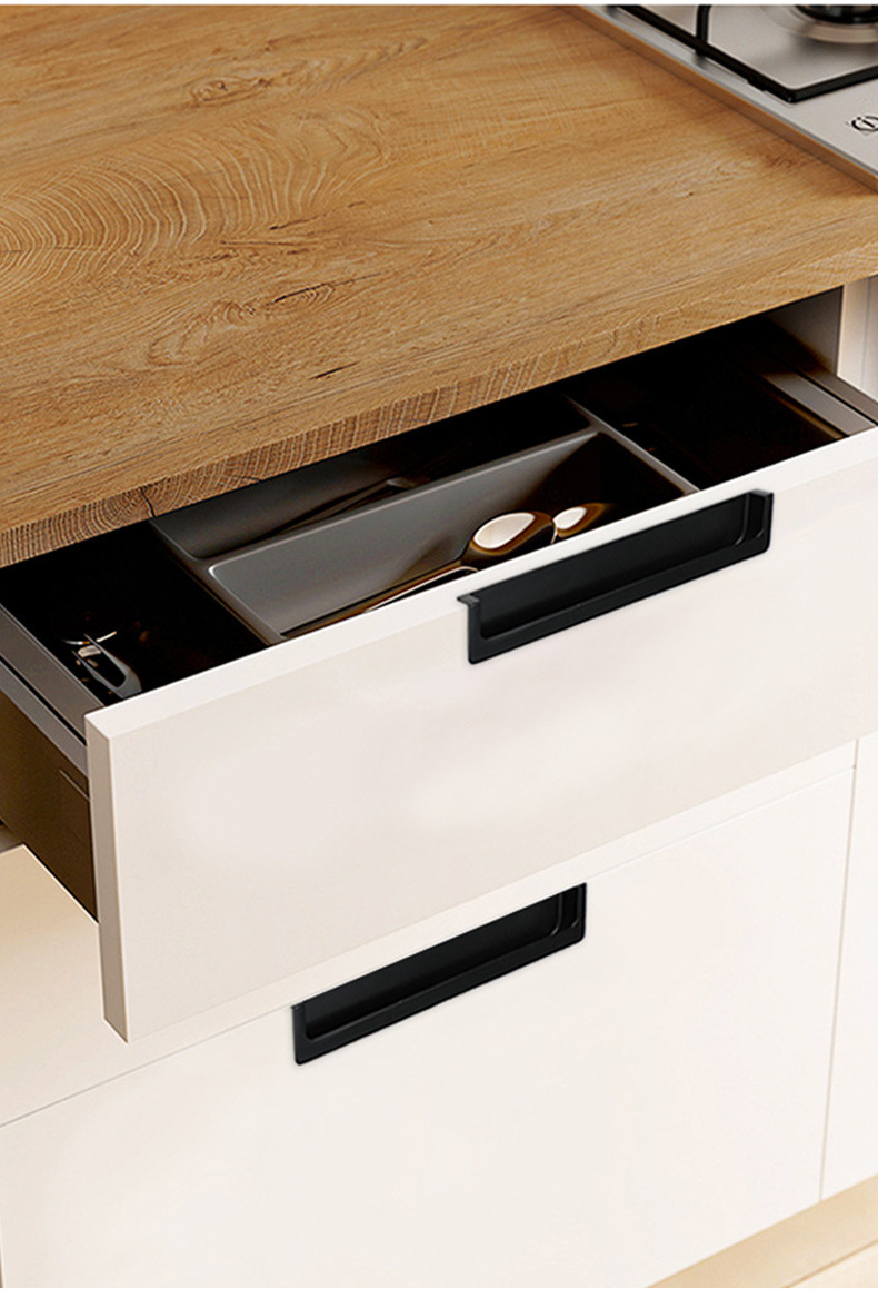 黑色嵌入式暗装拉手金色银色抽屉把手青古铜挖槽移门加长对装拉手详情40