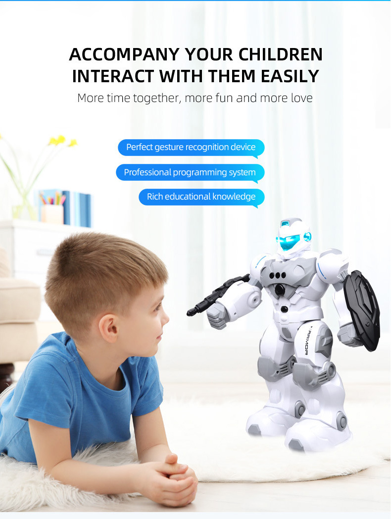 New cross-border programmable robot toy 2.4G wireless remote control gesture-sensing sound and light intelligent police model pic 3