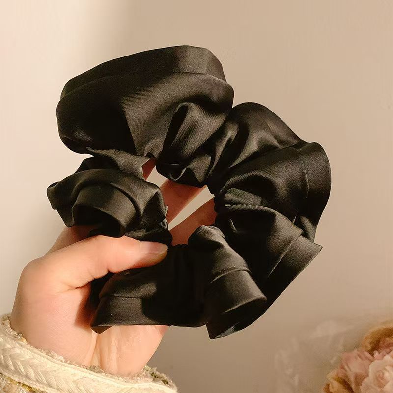 Big news! French high-end style large intestine hair tie ins, huge black fungus edge flower bud satin large intestine hair tie, elegant hair tie pic 9