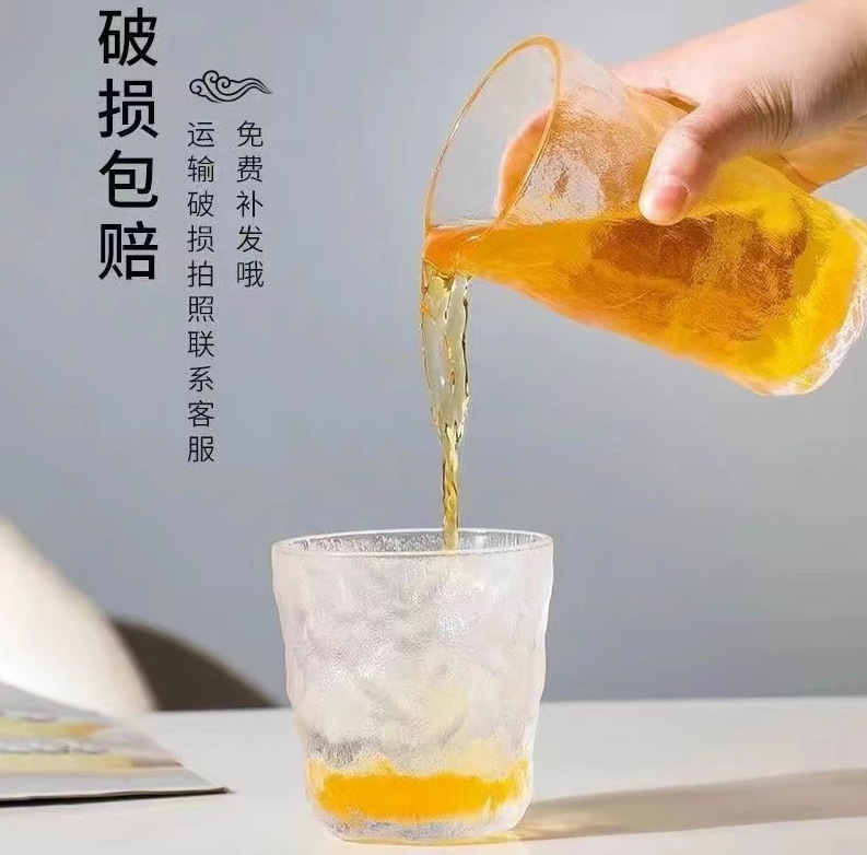冰川纹玻璃杯子水杯女夏季啤酒杯家用牛奶茶杯男ins风饮料咖啡杯1详情2