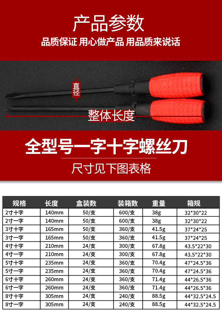 Hand bolt handle screwdriver, manual screwdriver, 45# high-hardness flat-head cross-head screwdriver wholesale pic 11