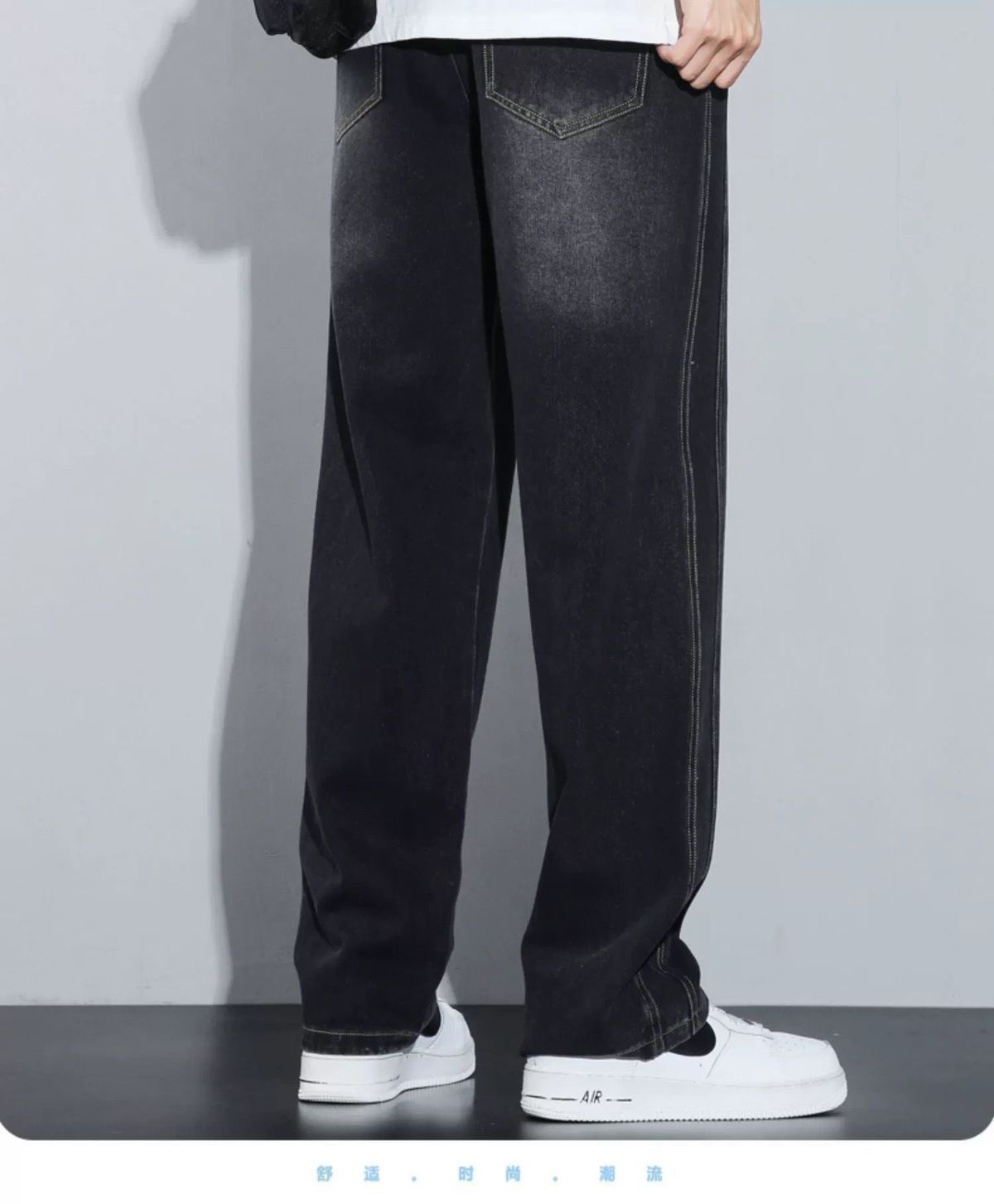 New loose straight-leg retro jeans for men in spring and autumn, wide-leg casual American workwear long pants for men pic 20