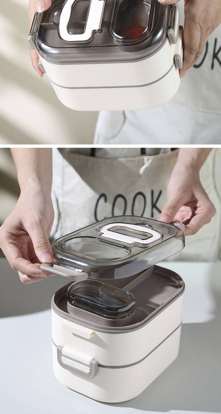 日式上班族饭盒双层便当盒不锈钢加热餐盒套装学生餐具上学微波炉详情5